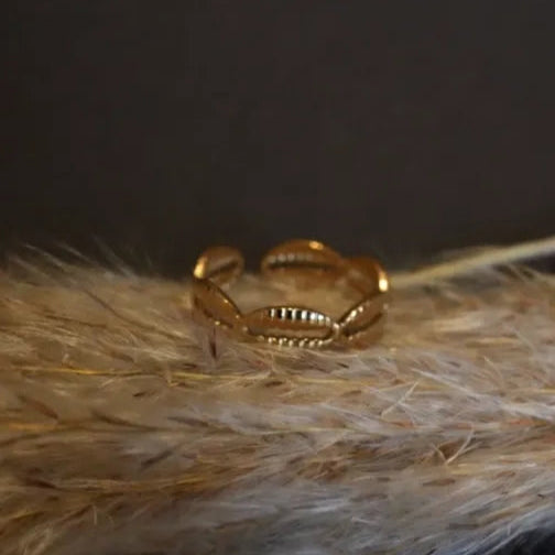 Amina Cowries Ring - Elegant Cowrie Shell Ring by Doore Dasi - Dooredasi