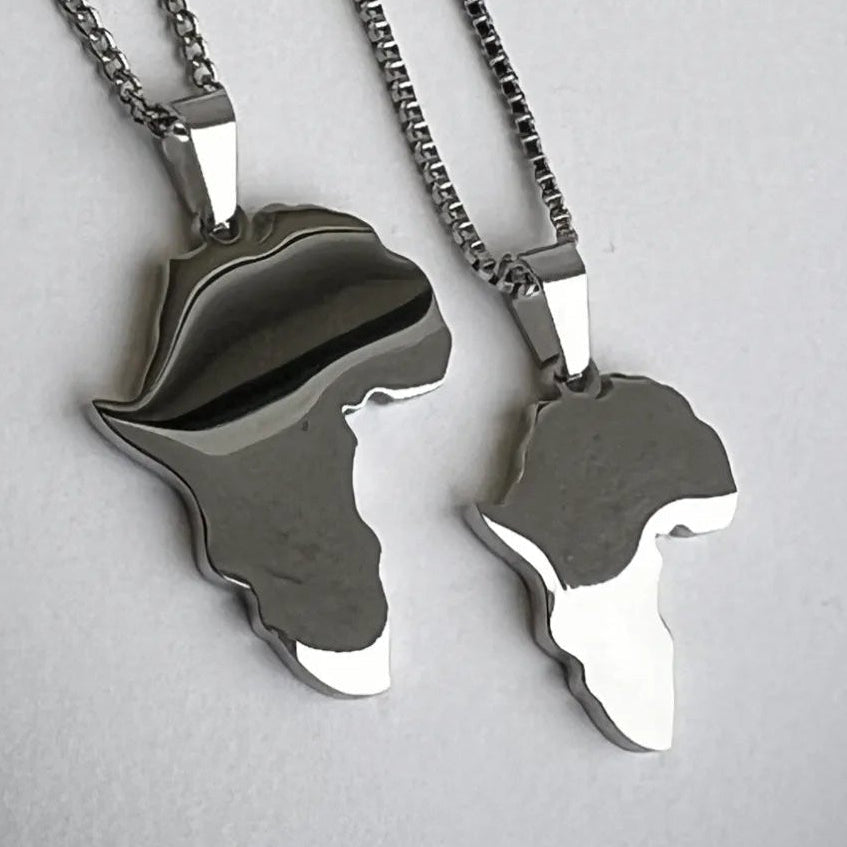 André Silver African Map Necklace - African Heritage Jewelry by Doore Dasi - Dooredasi