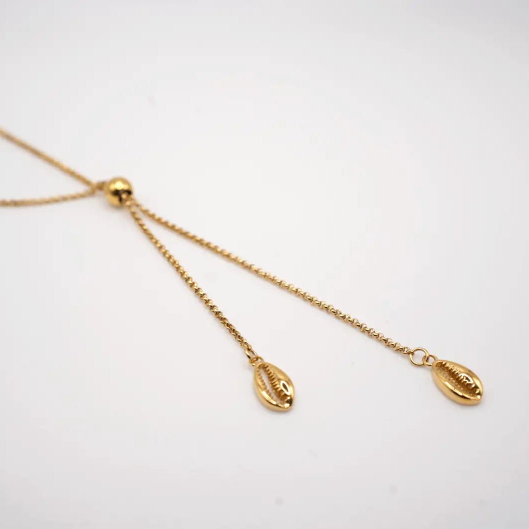 African necklace with cowries, y shape necklace