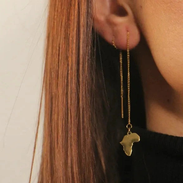 Grace Africa Map Waterfall Earrings - African-Inspired Jewelry by Doore Dasi - Dooredasi