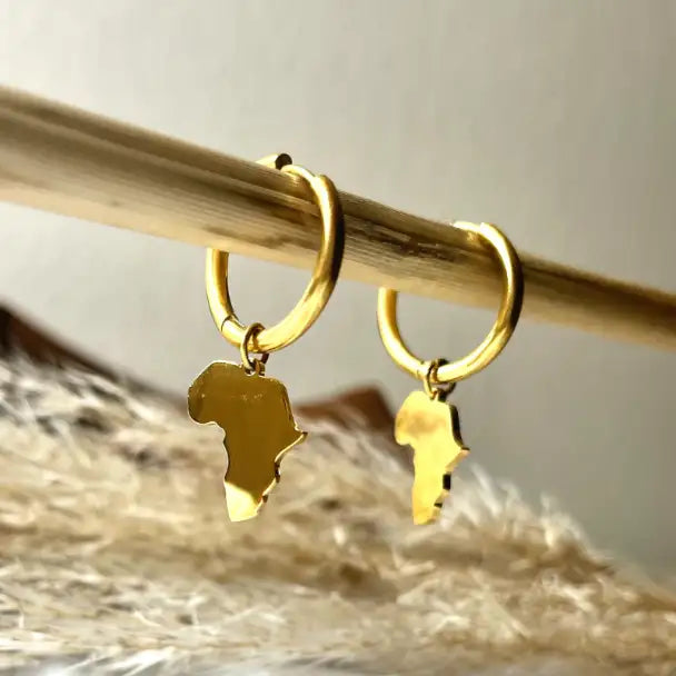 African Map Earrings