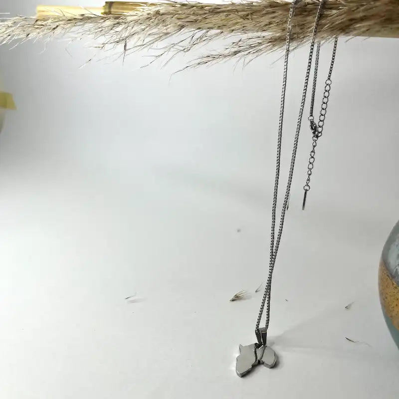 André Silver African Map Necklace - African Heritage Jewelry by Doore Dasi - Dooredasi