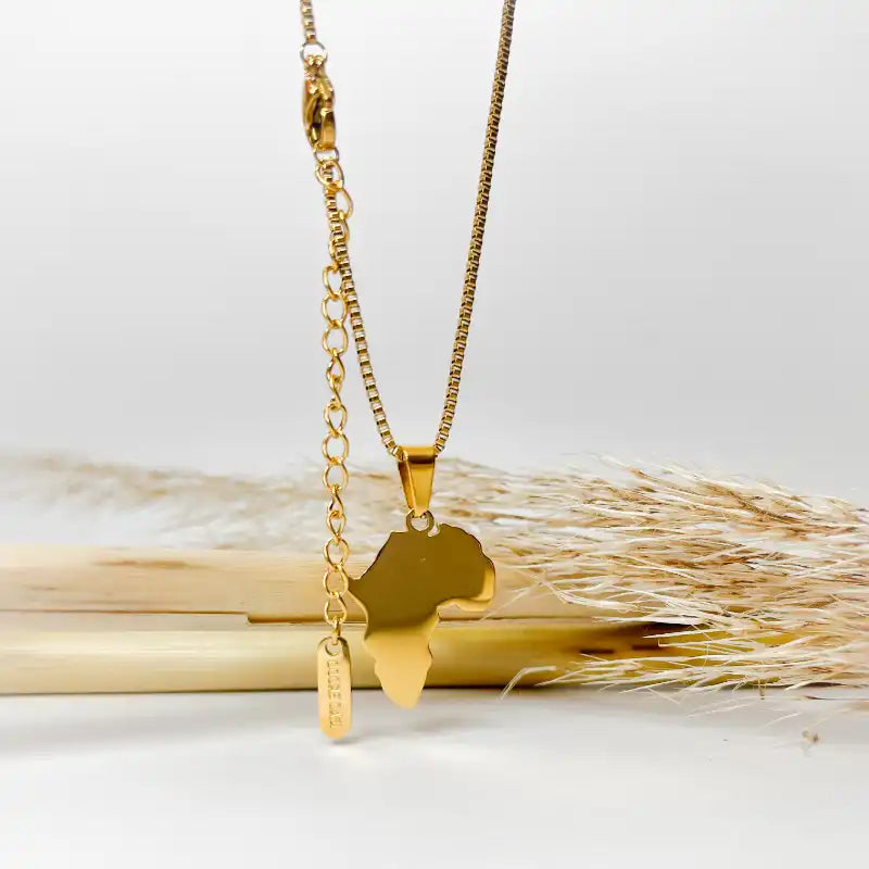 18k Gold plated African map necklace