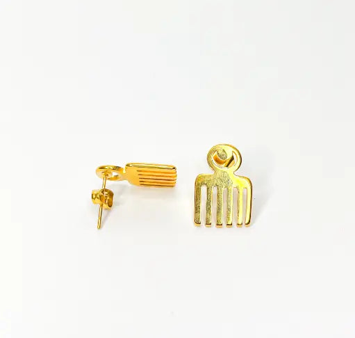 Jamila "Dua Fe" Comb Studs Earrings - African-Inspired Beauty Symbol Earrings by Doore Dasi - Dooredasi